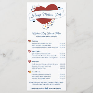Menu Lista de Preços do Brunch do Dia das Mães Evento V