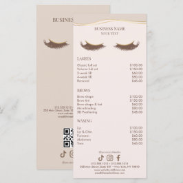 Menu Lista de Preços do Salão Elegante Bege e Dourado