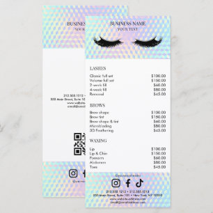 Menu Lista de Preços do Salão Holográfico