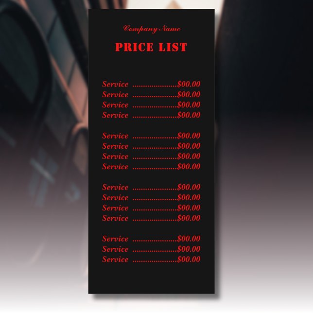 Menu Lista de Preços Neon Red Simples Profissional (Criador carregado)