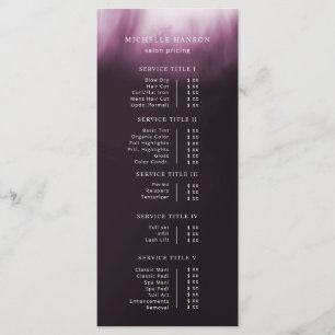 Menu Lista de Preços Simples, Mínimos, Rosa-Abstrato