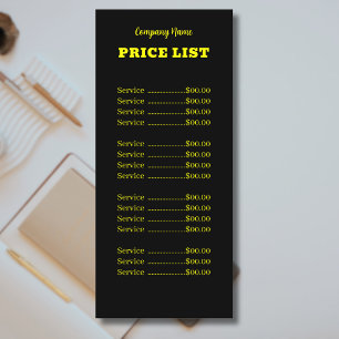 Menu Lista de Preços Simples Modernos do Neon Amarelo P
