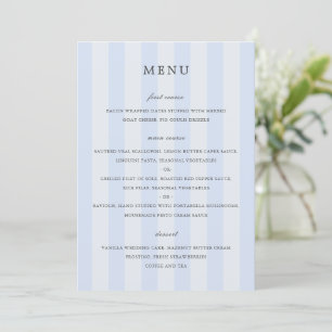 Menu Listras Azuis Elegantes Casamento Moderno