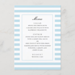 Menu Listras náuticas azuis. Casamento listrado moderno