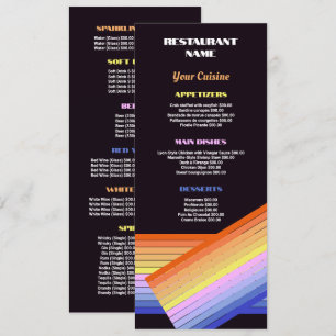 Menu Listras Vibrantes, Restaurante Slimline