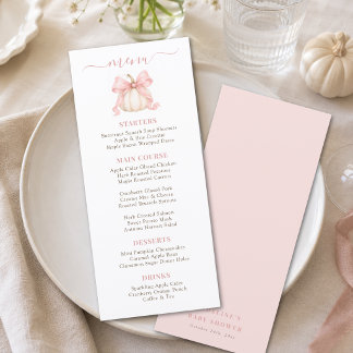 Menu Little Pumpkin Laço Rosa Elegante Churrasco de Beb