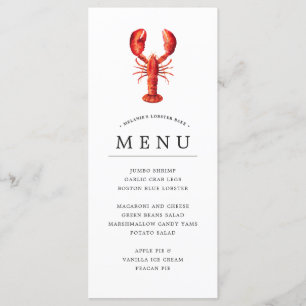 Menu Lobster Bake Tema Maré Vermelha