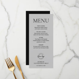 Menu Logotipo de evento preto da Cinza Mod mínimo Perso