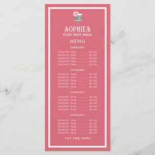 Menu Logotipo de padeiro único - Pastelaria rosa-rosa-v