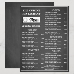 Menu Logotipo do restaurante chalkboard