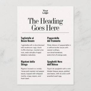 Menu Logotipo Elegante 8 Pratos Branco Marfim Negócios