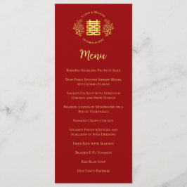 Menu Logotipo floral vermelho de dupla felicidade para