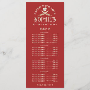 Menu Logotipo único de padeiro padaria pastelaria verme