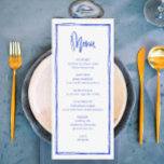 Menu Longo Casamento Branco Azul Francês manuscrit<br><div class="desc">Menu Longo do Casamento Azul Francês Moderno</div>