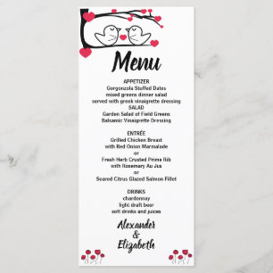 Menu Love Bird Recepção de casamento