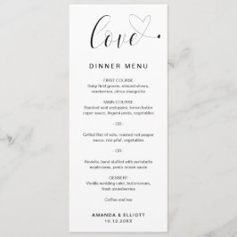 Menu Love Heart Elegant Wedding