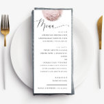 Menu Lua Romântica Blush | Janto Casamento Celestial<br><div class="desc">Elevem sua recepção de casamento com esta carta de janto romântica, com uma delicada lua de pincel e uma elegante tipografia de roteiro. Perfeito para casamentos temáticos de vassoura ou celestial. Esta design adiciona um toque de mística e sofisticação à sua capa de sopa. Coordene-se com convites correspondentes, cartões RSVP...</div>