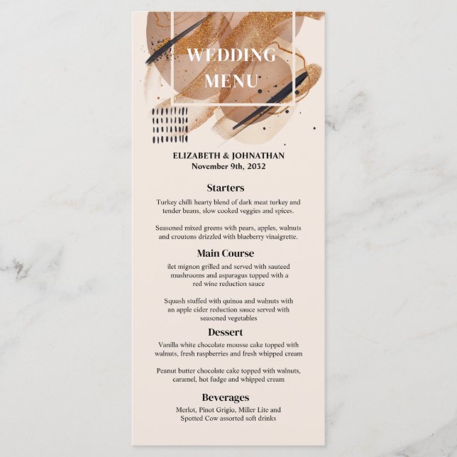 Menu Lux rosa dourado brilho poeirento rujado matizes d (Frente)