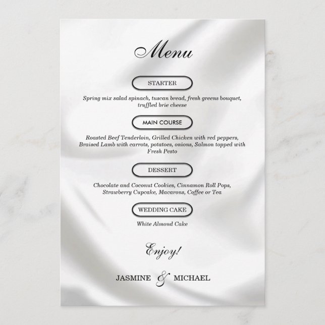 Menu Luxo Atemporal Moderno Textura Casamento Chique Br (Frente)
