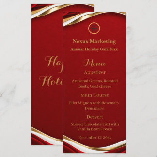 Menu Luxo Vermelho Carmesim Dourado Fita Corporativo Fe