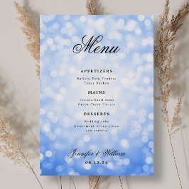 Menu Luzes Azuis Marinho De Casamento Elegante