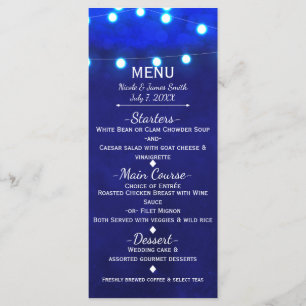 Menu Luzes Azuis Rústicas de Corda Iluminação Elegante
