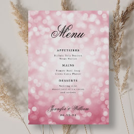 Menu Luzes de Bokeh Cor-de-Rosa Blush do Script Elegant