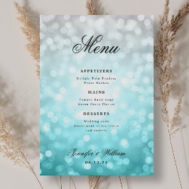 Menu Luzes de Bokeh de Praia de Casamento de Script Ele