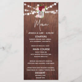 Menu Luzes de Casamento de Madeira Mason Jar Wood Flor 