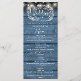 Menu Luzes de Corda Azuis Casamento Floral em Madeira R