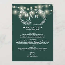 Menu Luzes de Corda Casamento Floral Esmeralda