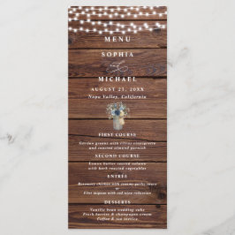 Menu Luzes de Corda de Madeira Rústica Casamento em Pot