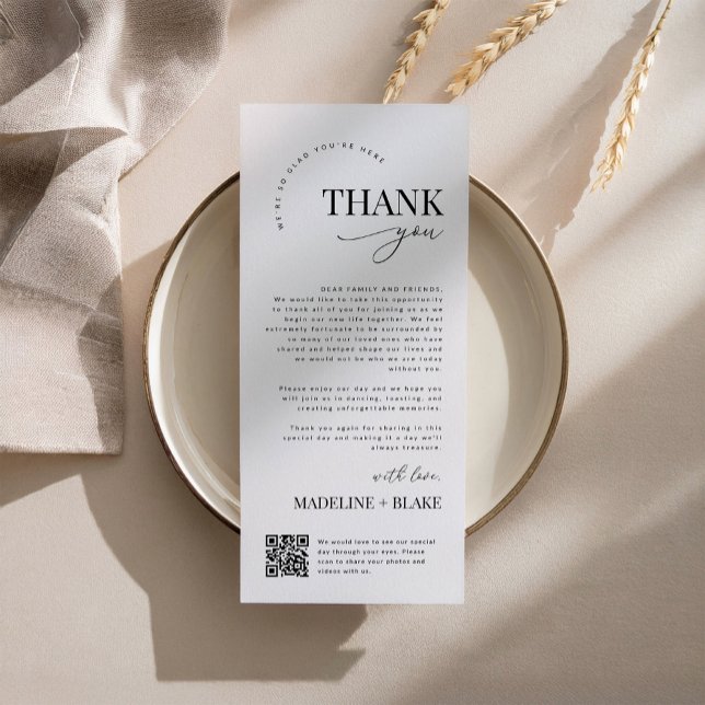 Menu MADDIE Wedding Thank You Note with QR Code (Criador carregado)
