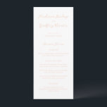 Menu Madison Peach Elegant Wedding<br><div class="desc">Menus de casamento clássicos,  com um design simples,  mas elegante,  com seus nomes em script e seus detalhes em fontes serif.</div>