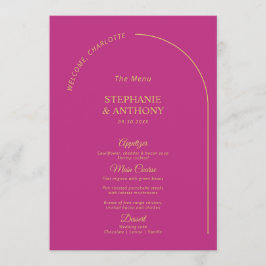 Menu Magenta Mínima Moderna com Casamento de Arch