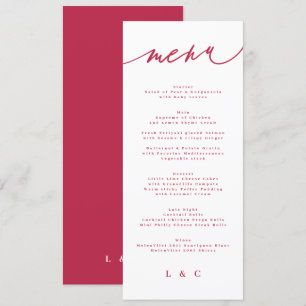 Menu Magenta vermelha de verão no casamento Calliografi