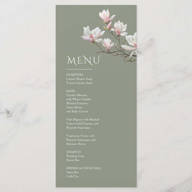 Menu Magnolia Arte Floral Fina (Frente)