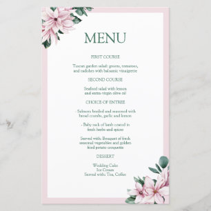 Menu Magnolia, Cor de Água Rosa Elegante