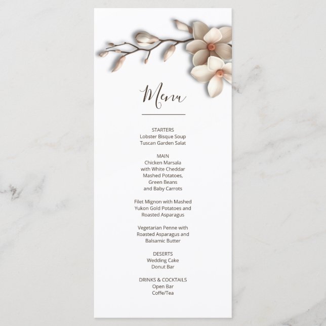 Menu Magnólia Flor 3D Escultural (Frente)