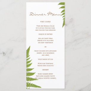 Menu magro do comensal da samambaia do casamento