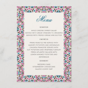 Menu Mandala Geométrico de Renda Marroquina Casamento