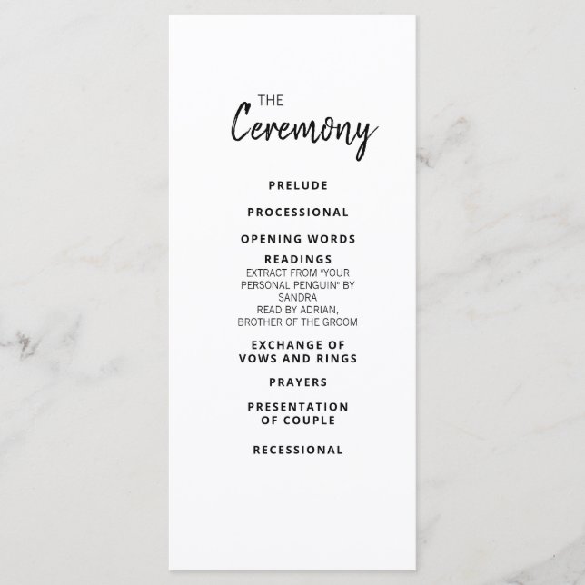 Menu Mandy Minimalist Simple Ceremony Party (Frente)