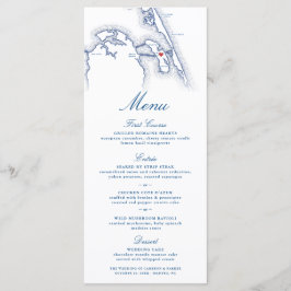 Menu Manteo Roanoke NC Map Marinho Elegante Casamento A
