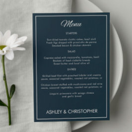 Menu Manuscrito Minimalista Recepção de casamento Azul