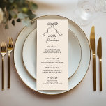Menu Manuscrito Personalizável do Arco Whimsic<br><div class="desc">Menu de chá de panela branco com um belo arco desenhado à mão num estilo divertido e lúdico,  acompanhado de uma letra casual e escrita à mão num esquema de cores neutras de cinzas escuras em naves. Este menu pode ser personalizado com o nome do convidado.</div>