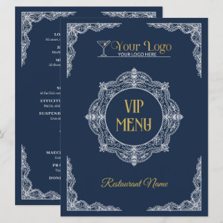Menu Mão desenhada Elegante Ornada Seu Logotipo VIP
