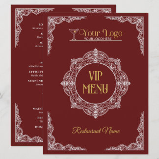 Menu Mão Desenhada Vermelha Elegante Ornata Seu Logotip