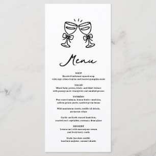 Menu Mão Preta Desenhada Champanhe Casamento Caprichoso