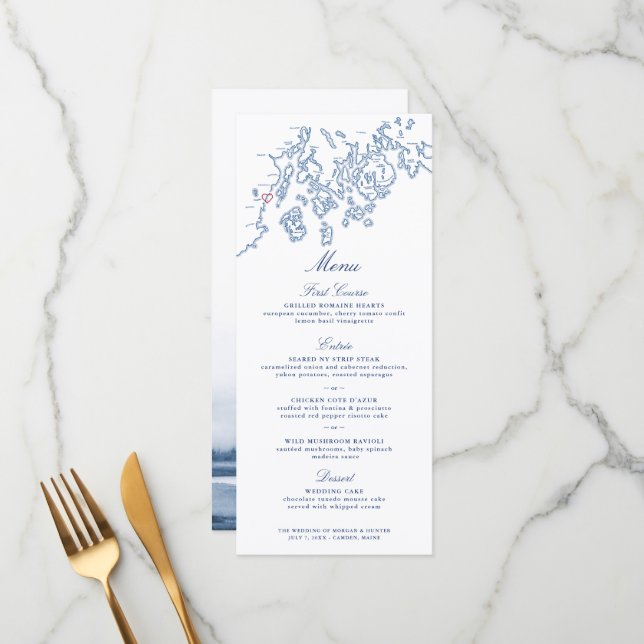 Menu - Mapa da Baía de Camden Maine Penobscot (Frente/Verso In Situ)