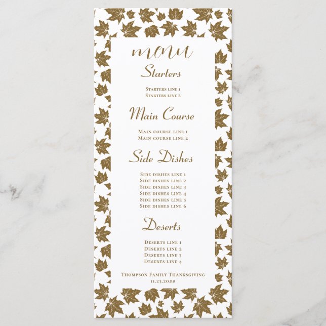 Menu Maple deixa Janto de Ação de Graças Feliz (Frente)